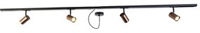1-фазна релсова система тъмно бронз с 4 прожектора и кръгъл I захранващ блок - Jeana