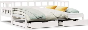 3302206 vidaXL Дневно легло с уширение и чекмеджета без матрак бял 90x190 см