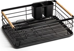 Сушилник/отцедител за съдове и прибори от неръждаема стомана в черен цвят  43x32x14.5см
