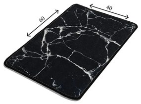 Черно-бял килим за баня с мраморен мотив Мрамор, 60 x 40 cm - Foutastic