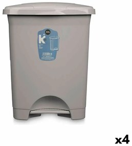 Кошче с педал Сив Пластмаса 30 L (4 броя)