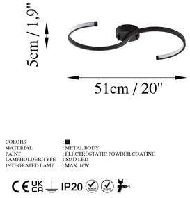 Черно LED осветително тяло за таван 25x10 cm Es – Opviq lights