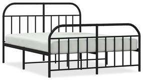353655 vidaXL Метална рамка за легло с горна и долна табла, черна, 150x200 см