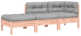 838175 vidaXL Градински диван с възглавници и табуретка, 3-местен