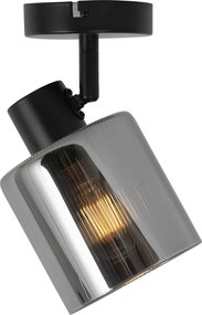 Таванен прожектор в стил арт деко черен с опушено стъкло регулируем - Laura
