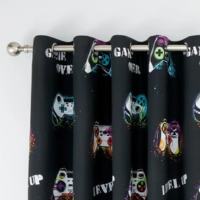 Черна-синя детска завеса 2 бр. 168x183 cm Game Over – Catherine Lansfield