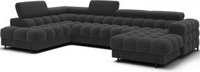 Тъмносив разтегателен ъглов диван от букле (ляв ъгъл U форма) Feraria – ELTAP