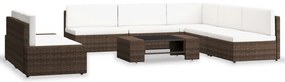 3054596 vidaXL Градински комплект, 7 части, кафяв полиратан