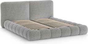 Сиво двойно легло 180x200 cm тапицирано с място за съхранение с включена подматрачна рамка Solange – Micadoni