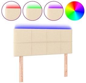 3121591 vidaXL LED горна табла за легло, кремава, 80x5x78/88 см, плат