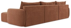 Разтегателен ъглов диван с място за съхранение в тухлен цвят Kalena – Makamii