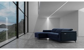 Тъмносин ъглов диван от кадифе (ляв ъгъл) Brito - MESONICA