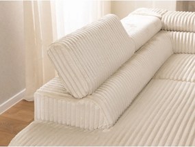 Бежов ъглов диван от рипсено кадифе (ляв ъгъл L форма) Marbeya – Ropez