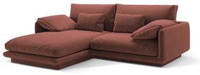 Розов кадифен ъглов диван (ляв ъгъл) Torino – Micadoni