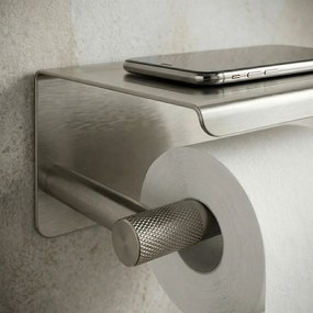 Държач за тоалетна хартия с етажерка 6613 Modern Nickel Brush