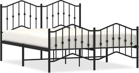 373808 vidaXL Метална рамка за легло с горна и долна табла, черна, 140x200 см