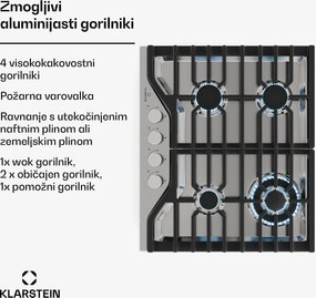 Klarstein Turbocast газов плот, 304 неръжадема стомана| 5 колтона, професионална чугунена стойка, колтон wok