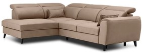 Светлокафяв кадифен разтегателен ъглов диван с място за съхранение (ляв ъгъл L форма) Noble – ELTAP