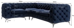 Тъмносин кадифен ъглов диван (ляв ъгъл/L форма) Chelsea – Ropez
