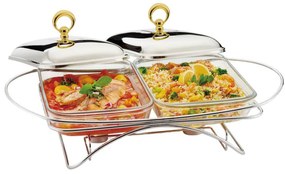 Съд за топло сервиране Klausberg KB 7922, 2х1.5 л, Термоустойчиво стъкло, Инокс/златист