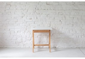 Бяло бюро с основа от ясенова дървесина, дължина 65 cm Luka - Ragaba