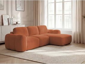 Оранжев сгъваем/с място за съхранение ъглов диван от прежда с примки от букле (десен ъгъл) Montaigne – Bobochic Paris