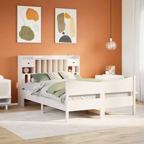 3323375 vidaXL Рамка за легло без матрак, бял, 150x200 см, бор масив