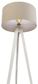 Подова лампа триножник бяла със светлокафяв текстилен абажур 50 см - Tripod Classic