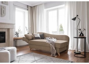 Кафяво-сив шезлонг от рипсено кадифе (ляв ъгъл) Chic Charlotte – Miuform