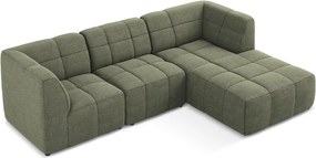 Зелен ъглов диван от прежда с примки от букле (десен ъгъл) Aloha – Makamii