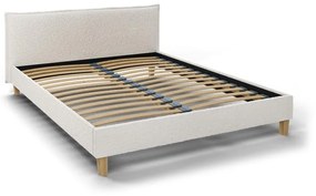 Кремаво тапицирано двойно легло с решетка 160x200 cm Tina - Ropez