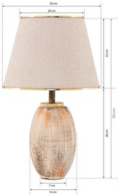 Настолна лампа с текстилен абажур в кремав и златист цвят (височина 50 cm) Yakamoz – Opviq lights