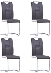 281774 vidaXL Конзолни трапезни столове, 4 бр, сиви, изкуствена кожа