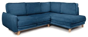 Син сгъваем ъглов диван от рипсено кадифе (десен ъгъл) Tori – Bonami Selection
