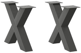 4012962 vidaXL Крака за масичка за кафе, X-образни, 2 бр., антрацит, 60 x (42-43) см, стомана