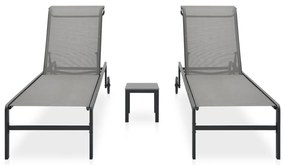316828 vidaXL Шезлонги, 2 бр, с масичка, textilene и стомана