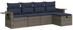 3325467 vidaXL Градински комплект с възглавници, 5 части, сив полиратан