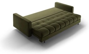 Зелен кадифен разтегателен диван с място за съхранение 222 cm Bali – Cosmopolitan Design