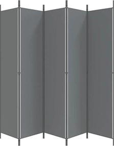Параван за стая Alaya, 5 панела, антрацит, 250x220 cм, текстил