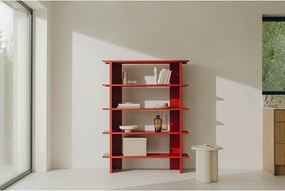 Червена метална библиотека 120x156x37 cm Hes – noo.ma