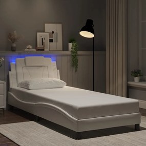 3213988 vidaXL Рамка за легло Viana с LED без матрак бяла 90x190 см