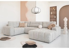 Бежов разтегателен модулен ъглов диван с място за съхранение (ляв ъгъл) Lulu – Miuform