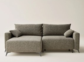 Кафяв шенилов сгъваем/с място за съхранение ъглов диван (ляв ъгъл) Leon – Maison de Rêve