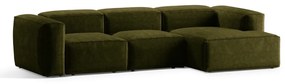Зелен ъглов диван от рипсено кадифе (десен ъгъл) Bergano – Cosmopolitan Design