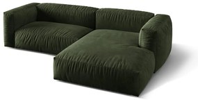 Зелен кадифен модулен ъглов диван (десен ъгъл) Martina – Micadoni