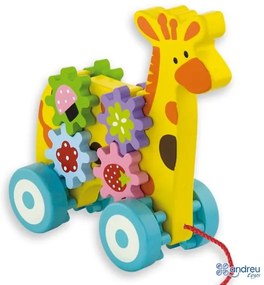 Andreu toys - Играчка за дърпане - Жираф със зъбни колела