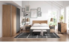 Черно двойно легло с място за съхранение и решетка 160x200 cm Malta - Marckeric