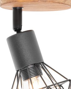 Индустриален прожектор черен с дървен шарнир и наклонен - Mosh