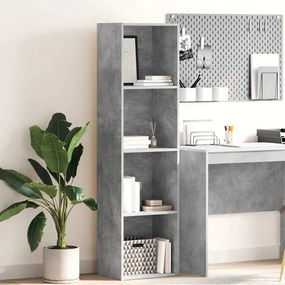 857879 vidaXL Библиотека, бетонно сива, 40x30x152 см, инженерно дърво