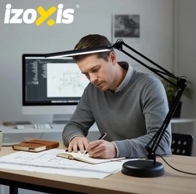 Регулируема USB LED настолна лампа Izoxis – 3 цвята и 10 нива на яркост – скоба или стойка – за учене, работа и четене